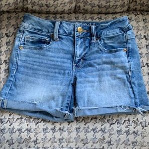 American eagle distressed midi shorts